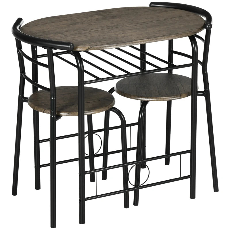 HOMCOM 3-Piece Bistro Set, 1 Table, 2 Chairs, 80cm x 53cm x 74.5cm, Black