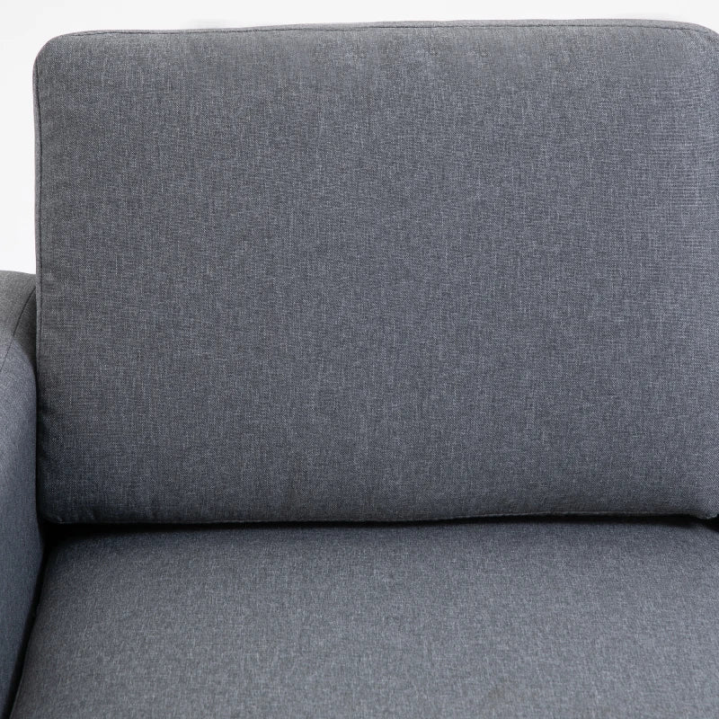 HOMCOM 2 Seater Sofas for Living Room, Fabric Couch, Love Seat with Cushions and Steel Legs, Grey
