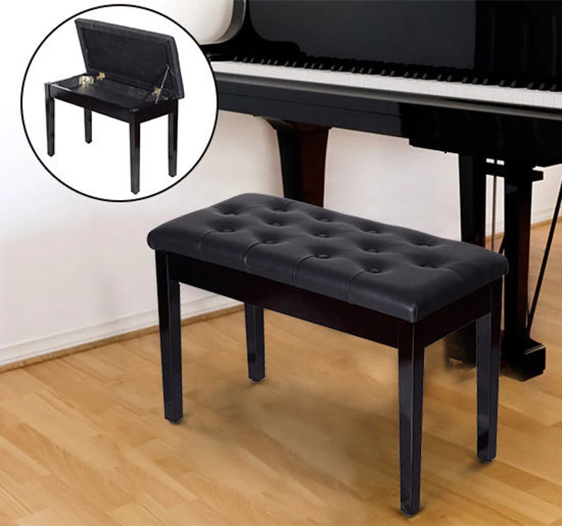 HOMCOM Faux Leather Piano Stool Makeup Dressing Stool Bench Dressing Table Seat with Storage 76x36x50cm,Black