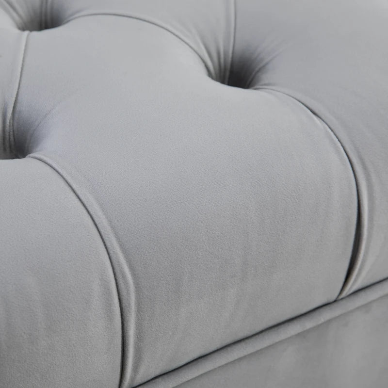 HOMCOM End of Bed Bench, Upholstered Bench Seat, Entryway Shoe Bench with Button Tufted for Bedroom, Grey