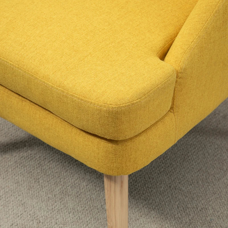 HOMCOM Lounge Chair with Linen Look, Armrest, Upholstered Relax Chair with Wooden Legs, for Living Room, Bedroom, Yellow