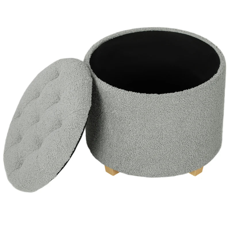 HOMCOM 31.8L Teddy Fleece Storage Ottoman - Grey