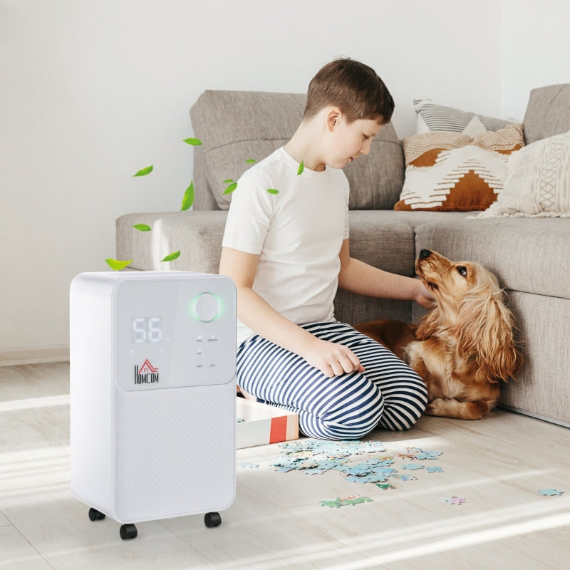 HOMCOM 12L/Day 2000ML Portable Quiet Dehumidifier for Home Laundry Room Bedroom Basement, Electric Moisture Air De-Humidifier with 4 Modes