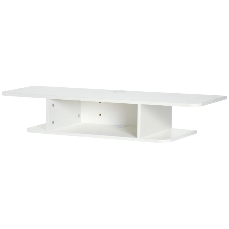 HOMCOM Floating TV Unit Stand for TVs up to 40", Wall Mounted Media Console with Storage Shelf, Entertainment Center, White