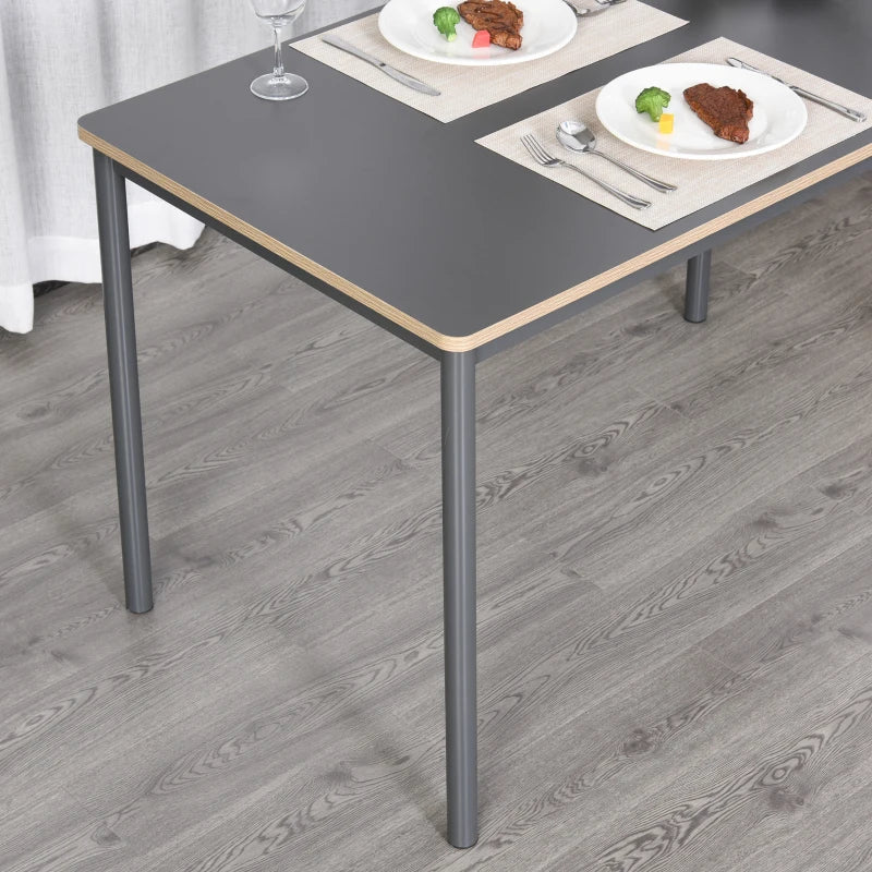 HOMCOM Dining Table, Kitchen Table with Steel Frame for 4 People，Minimum Style Small Working Desk for Living Room, Grey