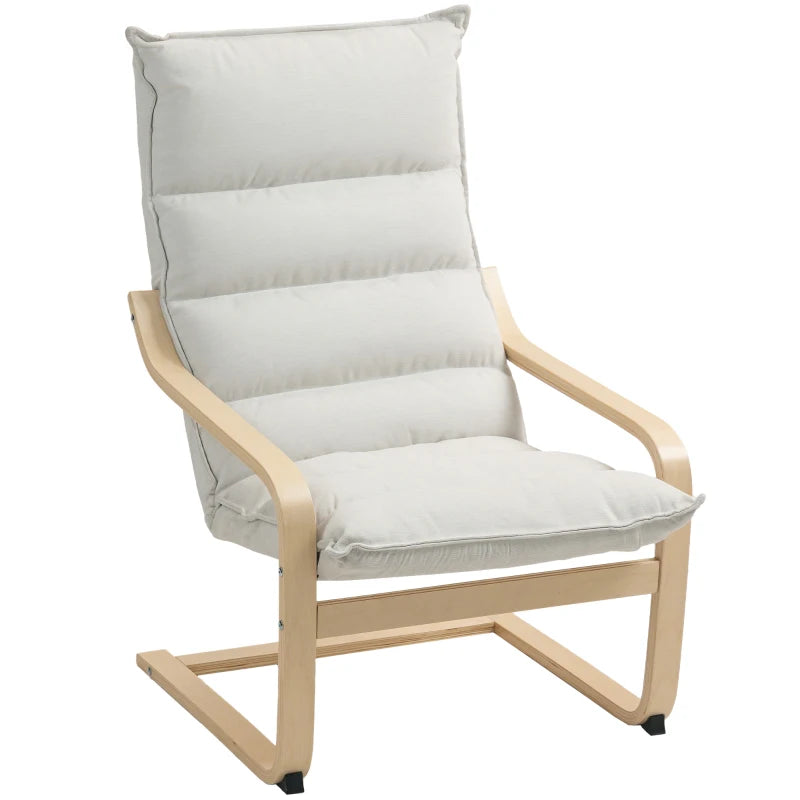 HOMCOM Lounge Chair Modern Leisure Chair Bedroom Chair with Curved Armrests, Cushions, 67 x 83 x 105 cm, Cream