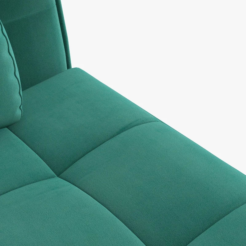 HOMCOM Accent Chair with Footstool Set, Tufted Upholstered Armless Lounge Chair with Pillow and Steel Legs for Living Room, Bedroom, Green