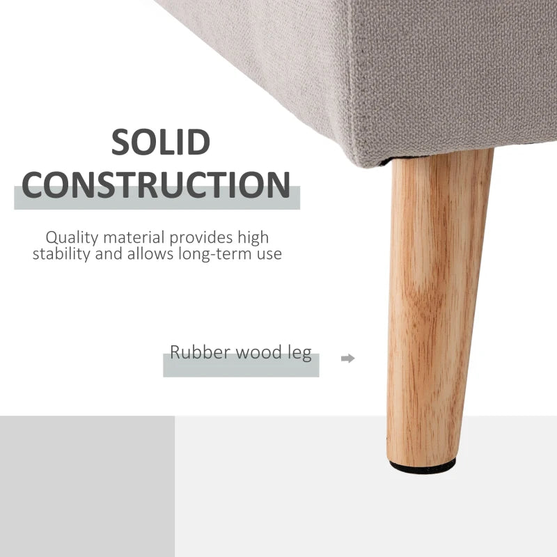 HOMCOM Linen Fabric L Shape Scandinavian Design Corner Sofa 193 cm for Living Room Apartment Small Space Light Gray