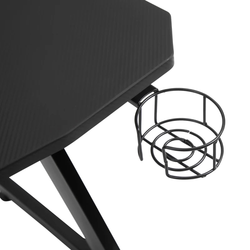 HOMCOM Gaming Desk with Cup Holder, Headphone Hook and Cable Management, Computer Table for Home Office, Black