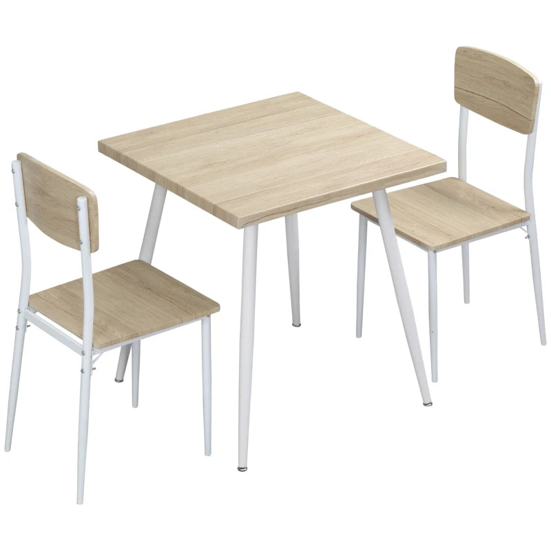 HOMCOM 3-Piece Dining Table Set, Square Modern Kitchen Table with 2 Chairs for Small Space