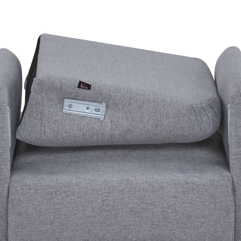 HOMCOM Upholstered Armchair, Living Room Chairs with Birch Wood Legs, Thick Padding and Button Mid-Back, Grey