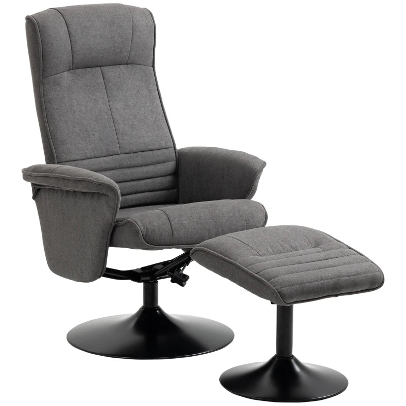 HOMCOM Recliner with Footstool, Adjustable Backrest, 69 cm x 71 cm x 104 cm, Dark Gray + Black