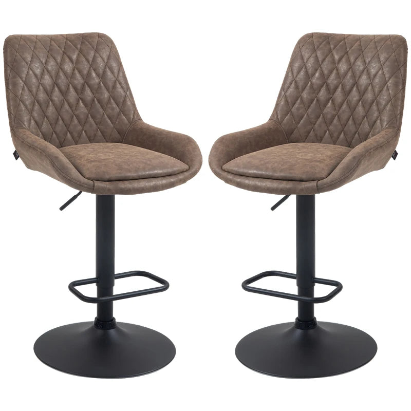 HOMCOM Set of Two Faux Leather Retro Bar Stools - Brown