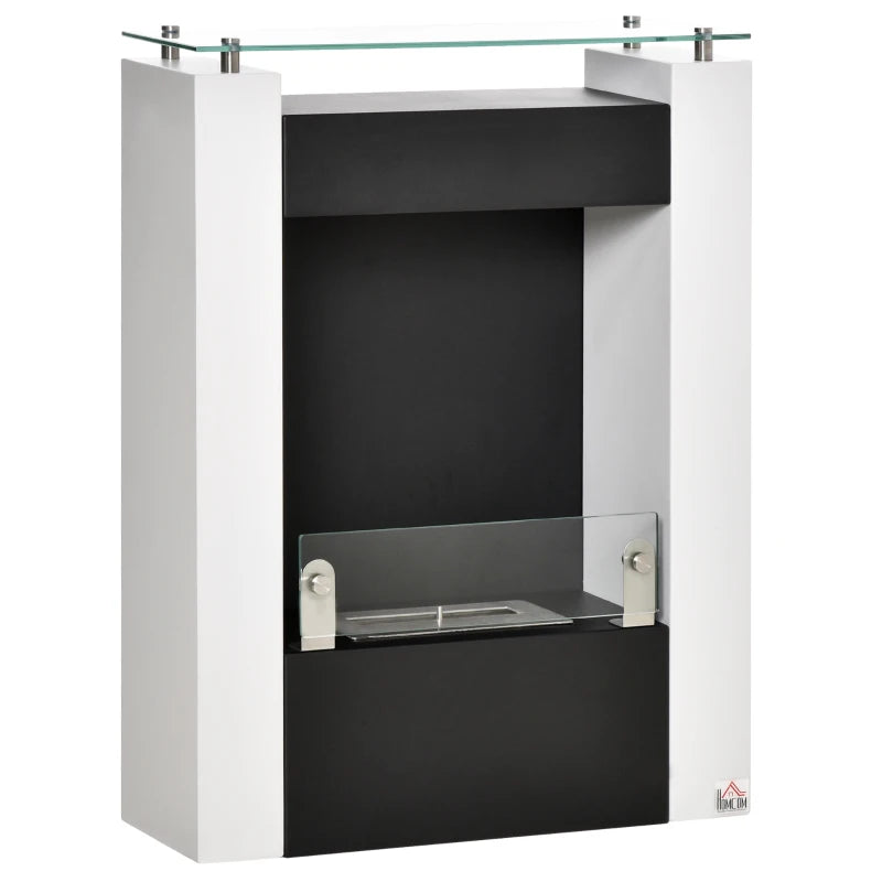 HOMCOM Freestanding Ethanol Fireplace with Tempered Glass - 3 Hours Burn Time and Modern Design