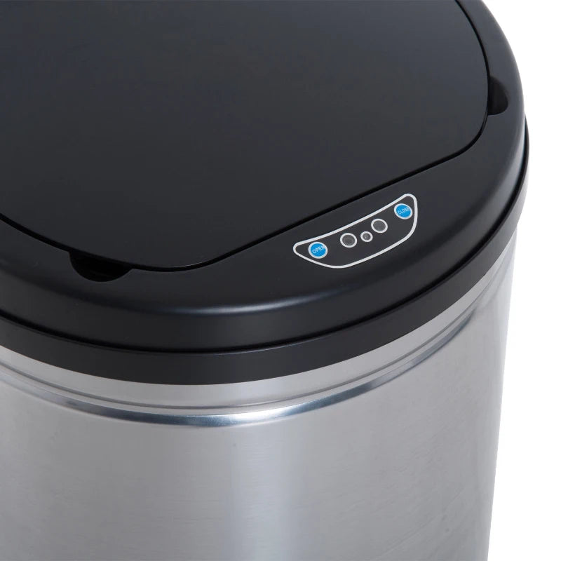 HOMCOM Sensor Trash Can 30L Automatic Garbage Can with Soft-Close Lid, Motion Sensor, Waterproof Waste Bin Trash Can for Office, Bedroom, Kitchen Black+Silver