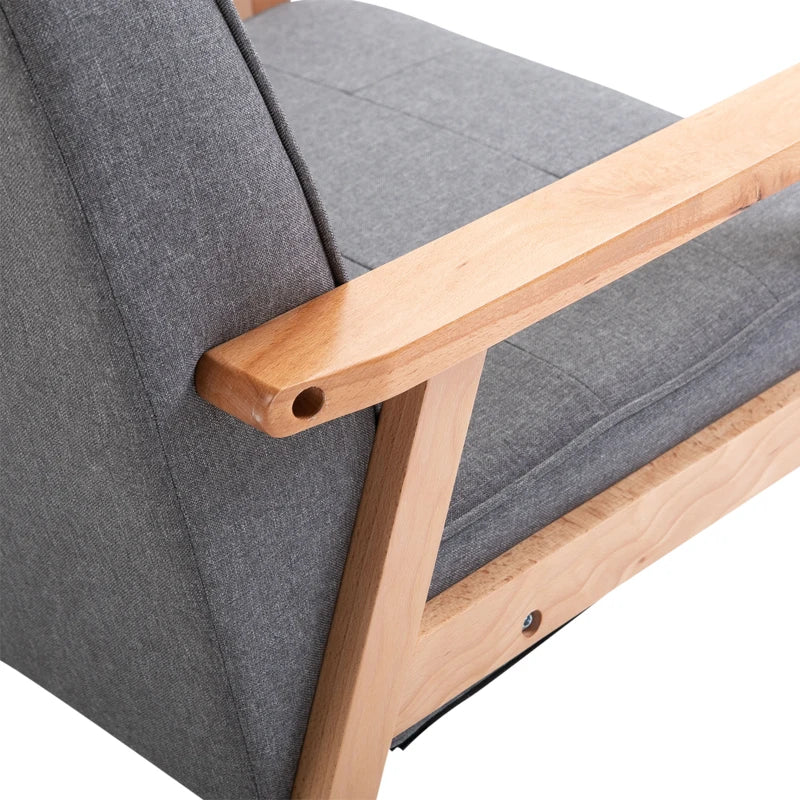 HOMCOM Sitting Chairs for Living Room, Wooden Accent Chair Lounge Armchair Retro Linen Fabric Upholstered w/ Arm Grey
