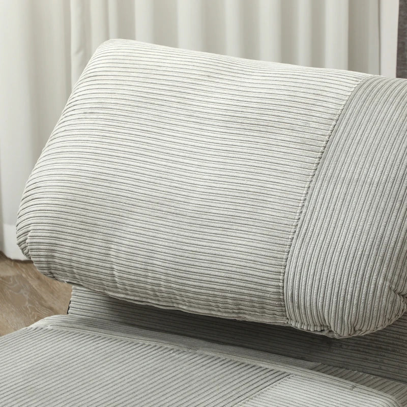 HOMCOM 2-in-1 Sleeper Chair Guest Bed, Adjustable Headrest Corduroy Look Gray 82 cm x 89 cm x 83 cm