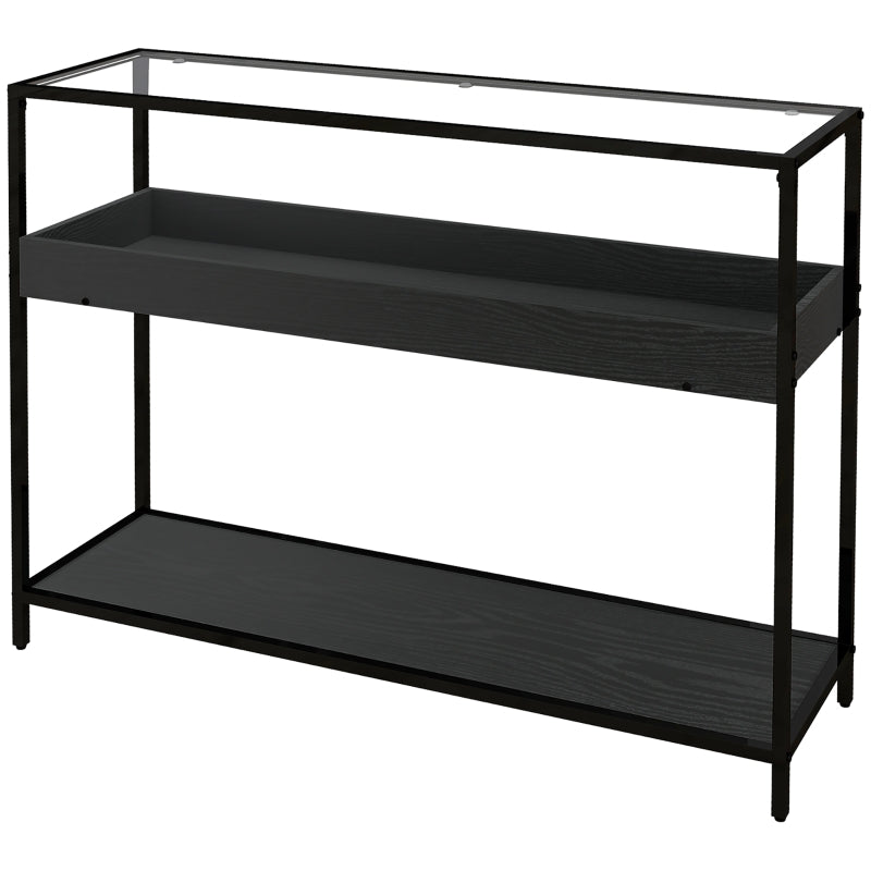 HOMCOM Console Table with 2 Shelves, Hallway Table, Hall Console, Black