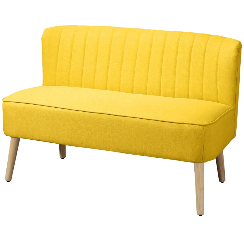 HOMCOM 2-Seater Sofa, Soft Padding, Easy-care Cover, up to 150 kg, 117 x 56.5 x 77 cm, Yellow