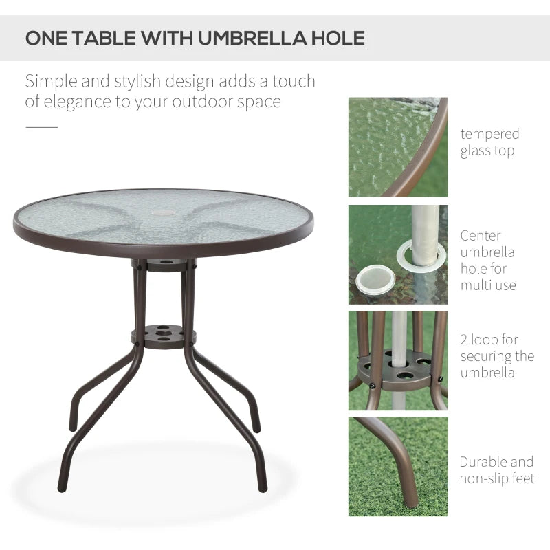 Outsunny 4 Seater Patio Furniture with Parasol, Outdoor Dining Set, Folding Chairs and Table Beige