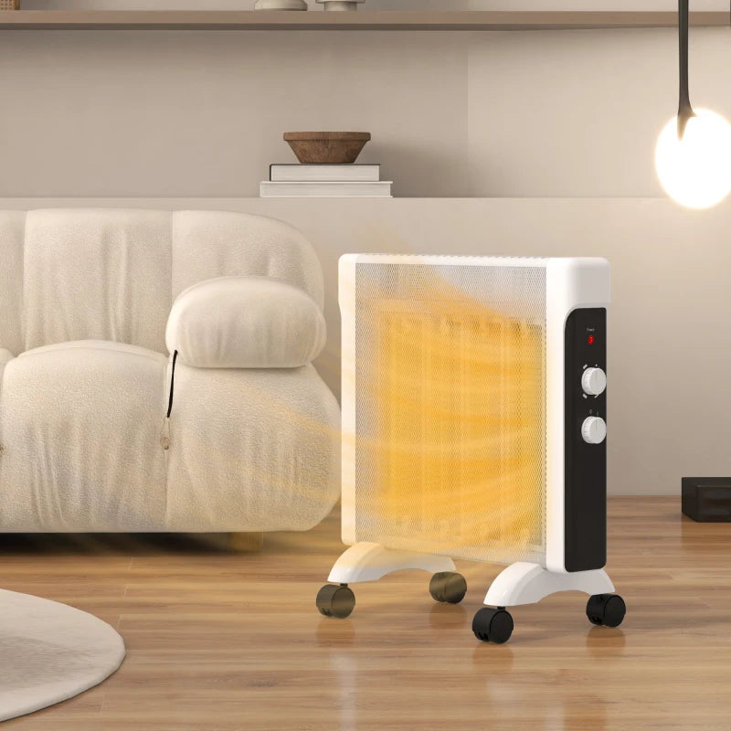 HOMCOM 2kW Electric Heater, 10-45°C Temperature - White