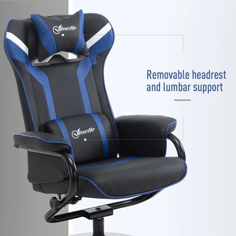 Vinsetto Gaming Recliner Ergonomic Chair w/ footstool - black/blue