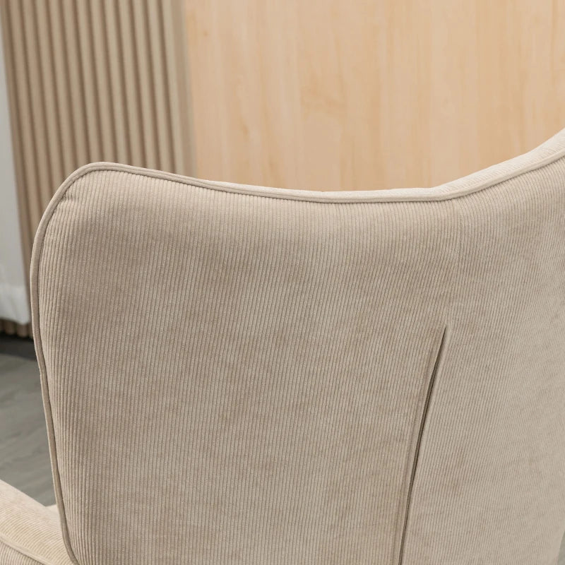 HOMCOM Modern Accent Chair with Ottoman, Living Room Chairs with Steel Frame, Wooden Legs for Living Room, Study, Bedroom and Home Office, Beige