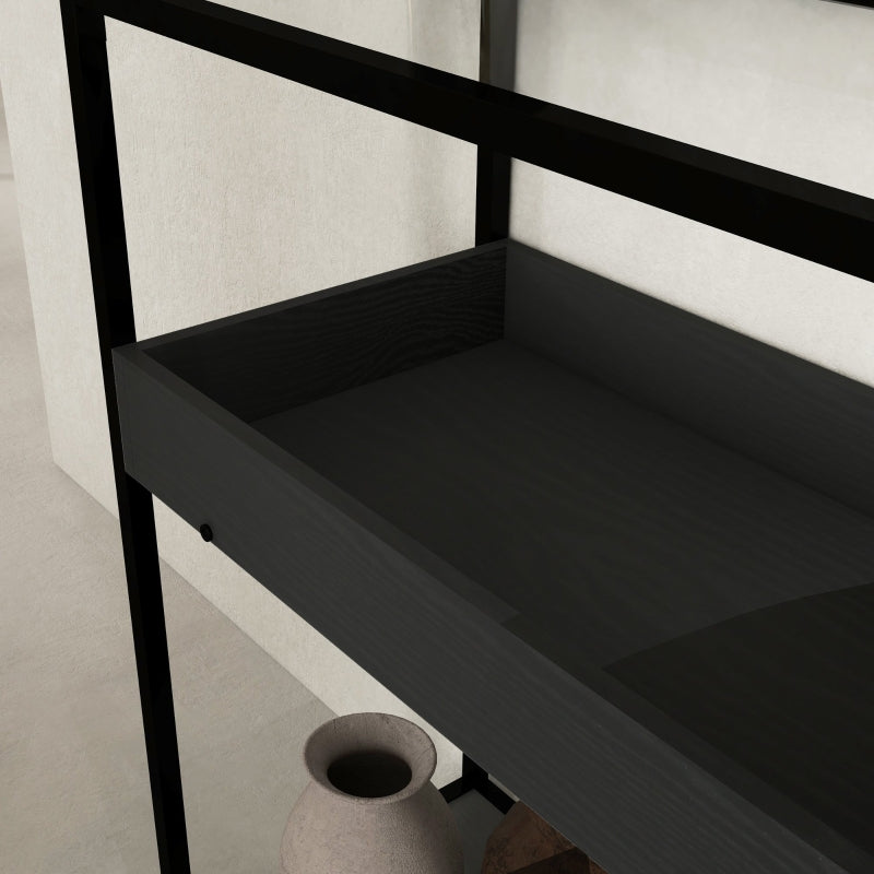 HOMCOM Console Table with 2 Shelves, Hallway Table, Hall Console, Black