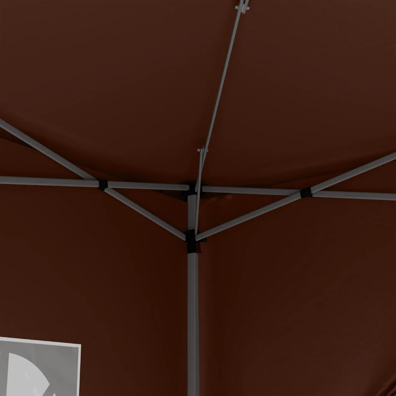 Outsunny 3 x 3 m Pop Up Gazebo, Wedding Party Canopy Tent Marquee with Carry Bag and Windows, Coffee
