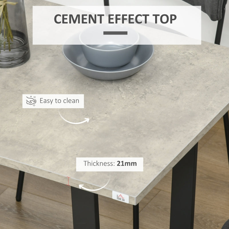 HOMCOM Contemporary Dining Table for 4 People, Marble Effect Rectangle Kitchen Table Breakfast Desk with Metal Sled Legs, Light Grey