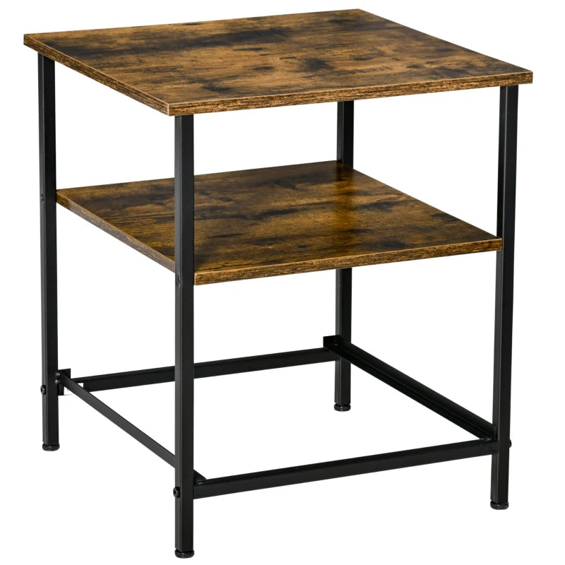 HOMCOM Side Table Industrial End Table Nightstand with Removable Drawer Steel Frame for Living Room Bedroom Entryway Rustic Brown