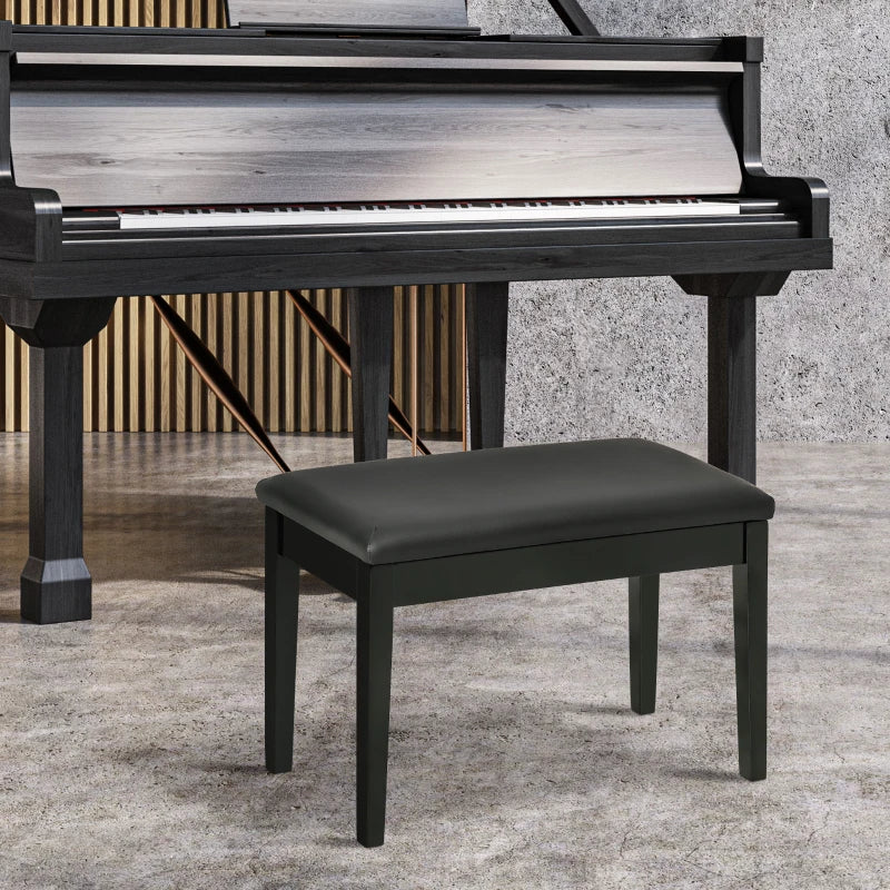 HOMCOM Piano Bench, Piano Stool for 1 Person, Padded, Black Wooden Legs