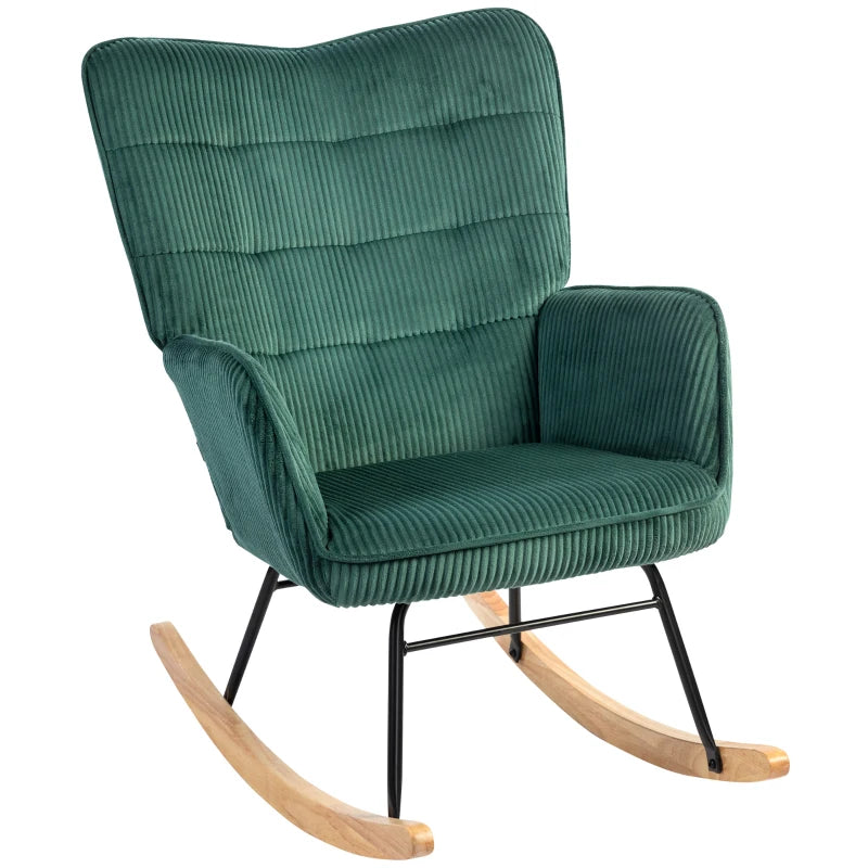 HOMCOM Rocking Chair, Beechwood Rockers, Thick Padding, Dark Green, up to 120 kg
