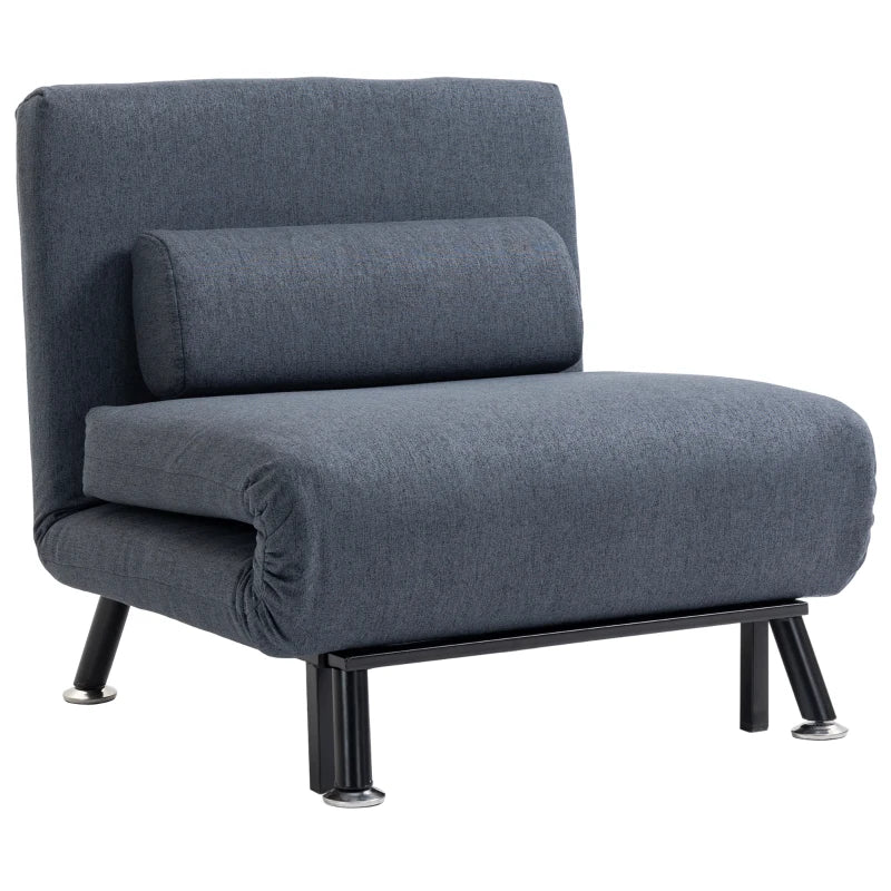 HOMCOM Faux Suede 5-Position Futon Single Sofa Bed Dark Grey