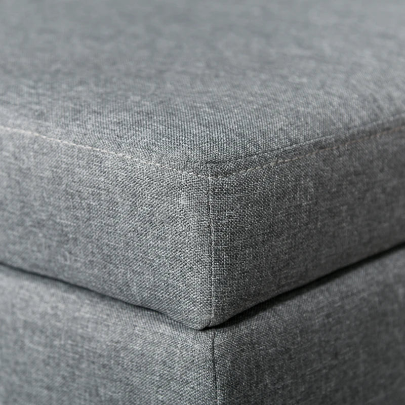 HOMCOM Bench with Storage, Removable Tray Upholstered Bench with Linen Look, Storage Chest with Wooden Legs, Chest Bench for Living Room Bedroom Hallway 107 x 50 x 44 cm, Dark Gray