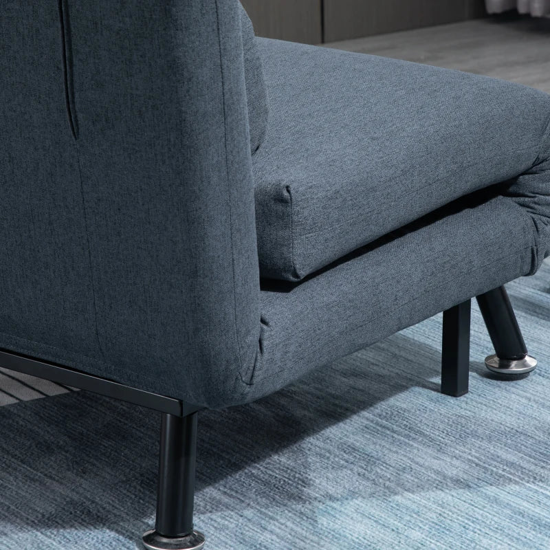 HOMCOM Faux Suede 5-Position Futon Single Sofa Bed Dark Grey