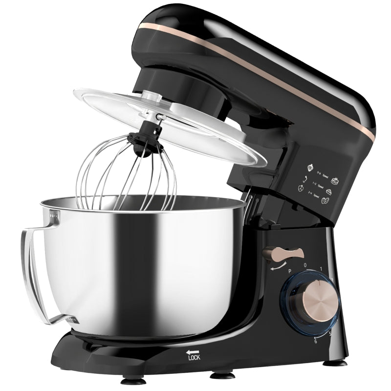 HOMCOM 1300W Kitchen Stand Mixer, with Accessories - Black