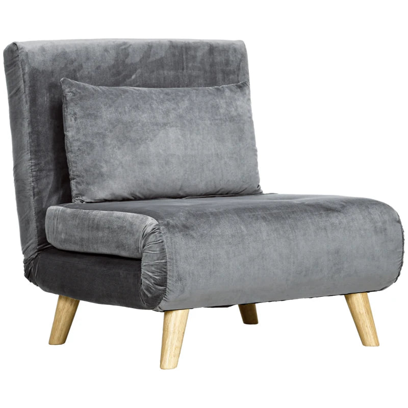 HOMCOM 2-in-1 Chair, Reclining Chair, Guest Bed, 72 cm x 78 cm x 79 cm, Gray