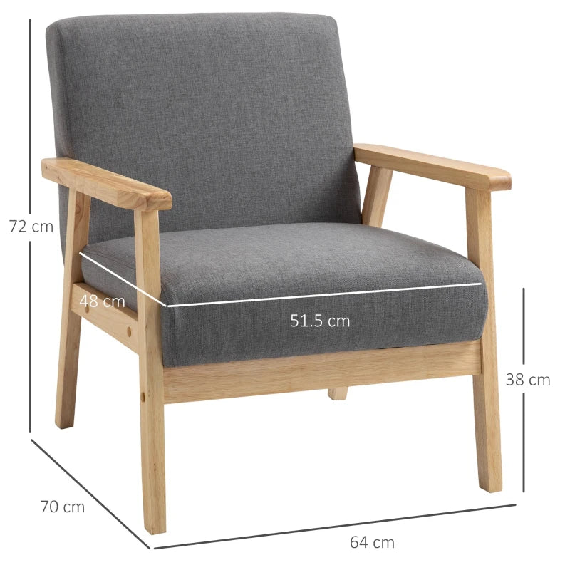 HOMCOM Minimalistic Wooden Frame Accent Chair, with Padded Seat