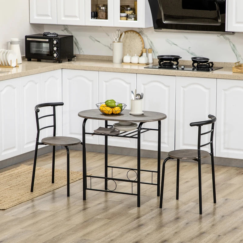 HOMCOM 3-Piece Bistro Set, 1 Table, 2 Chairs, 80cm x 53cm x 74.5cm, Black