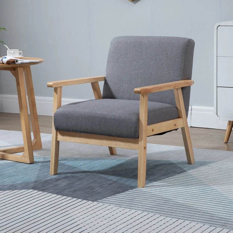 HOMCOM Minimalistic Wooden Frame Accent Chair, with Padded Seat