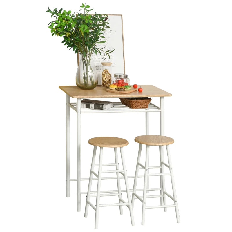 HOMCOM 3-Piece Dining Kitchen Set with 1 Table and 2 Matching Chairs for Home Pub Cafe