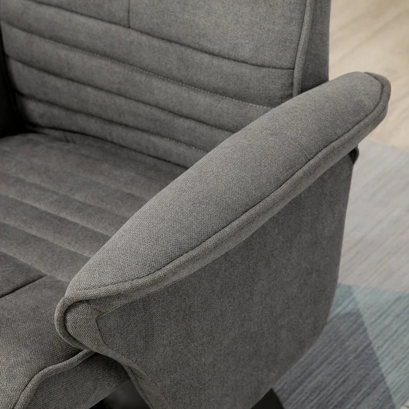 HOMCOM Recliner with Footstool, Adjustable Backrest, 69 cm x 71 cm x 104 cm, Dark Gray + Black