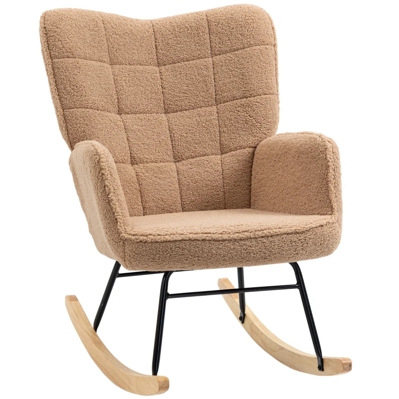HOMCOM Retro Design Rocking Chair, Solid Wood, Armchair, Relax Chair, 98 cm x 71 cm x 101 cm, Brown