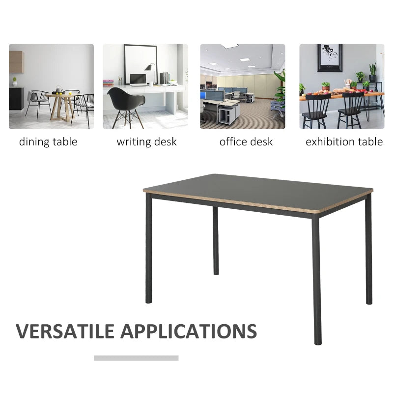 HOMCOM Dining Table, Kitchen Table with Steel Frame for 4 People，Minimum Style Small Working Desk for Living Room, Grey