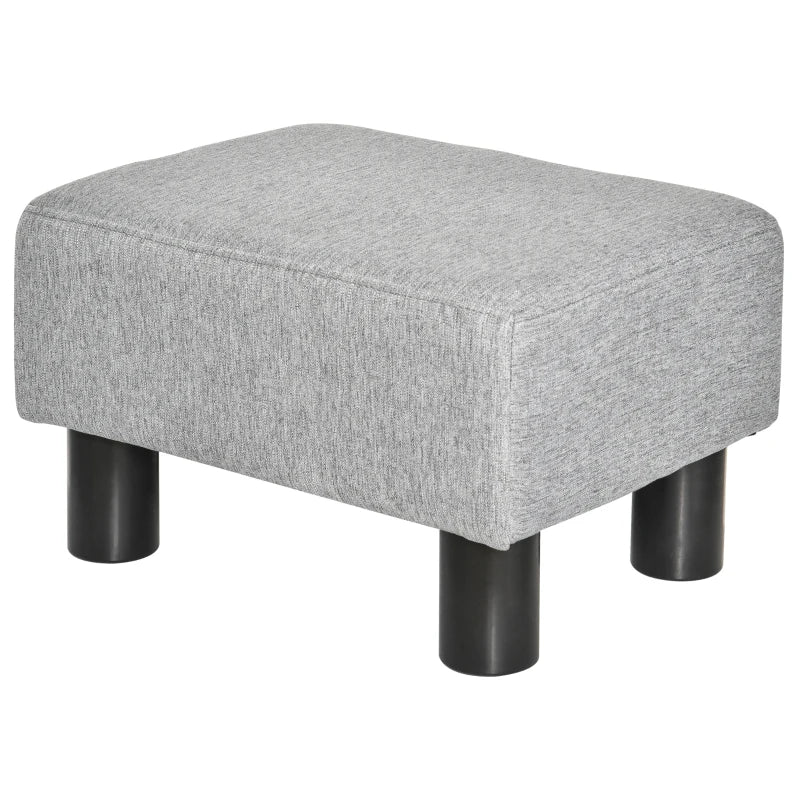 HOMCOM Footstool, Linen Upholstered Footrest, Small Ottoman Foot Rest with Wooden Frame for Living Room, 40 x 30 x 24cm, Grey