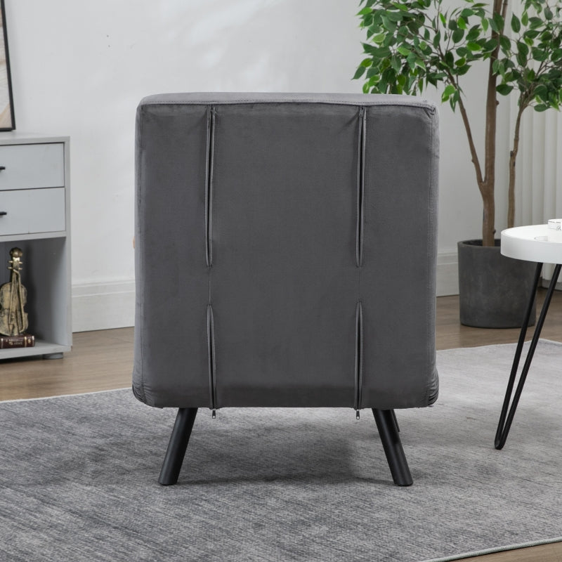 HOMCOM Scandinavian Design Recliner Chair, Lounger, Reading Chair. Incl. Button Tufted Pillow, Black + Natural