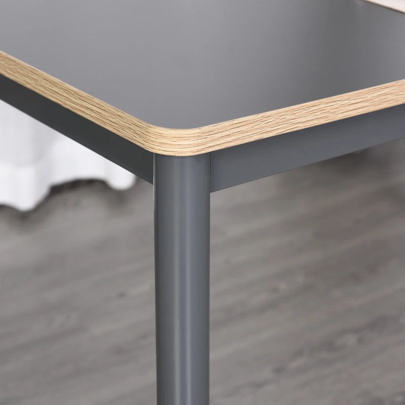 HOMCOM Dining Table, Kitchen Table with Steel Frame for 4 People，Minimum Style Small Working Desk for Living Room, Grey