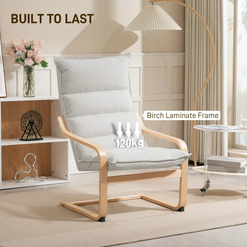 HOMCOM Lounge Chair Modern Leisure Chair Bedroom Chair with Curved Armrests, Cushions, 67 x 83 x 105 cm, Cream
