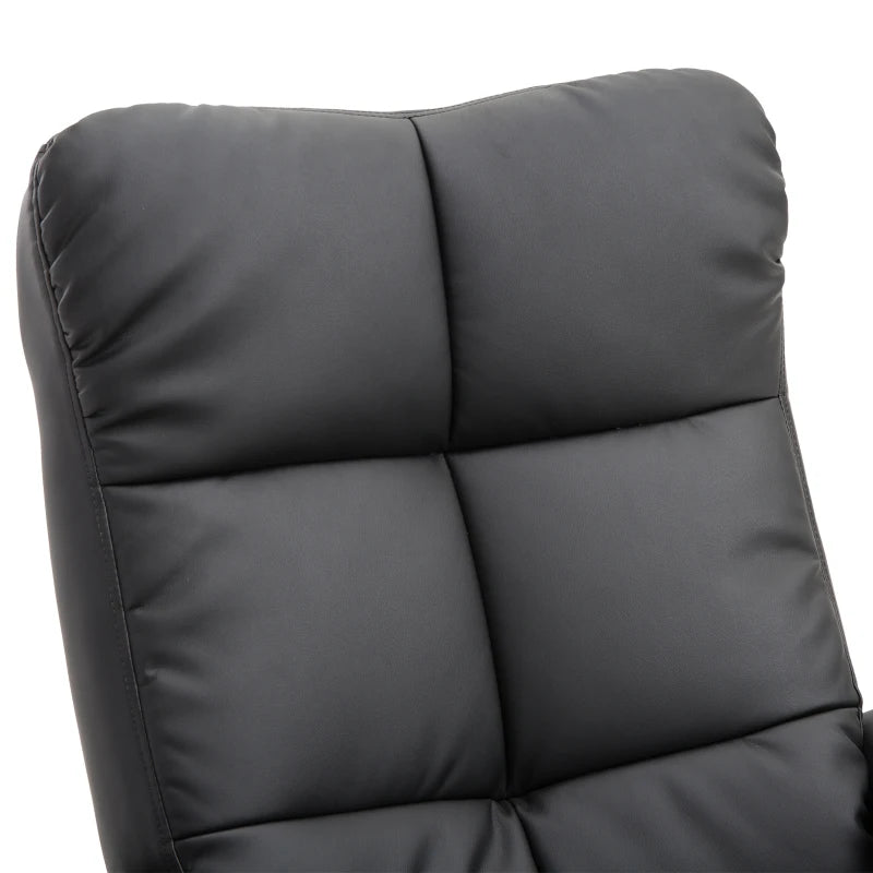 HOMCOM Relax Armchair with Footstool, Storage Space, Padded TV Armchair with Reclining Function, 360° Swivel TV Armchair for Bedroom, Living Room, Artificial Leather, Black